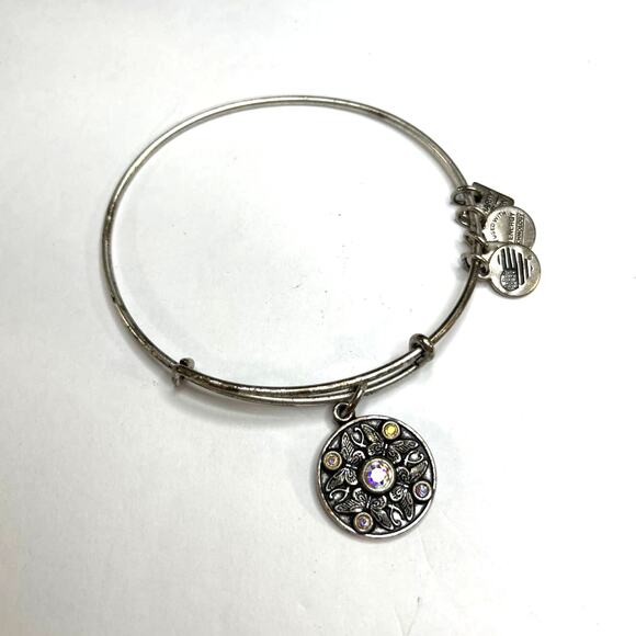 Alex & Ani burnished gray silver tone bracelet WINGS OF CHANGE bangle - Picture 1 of 9
